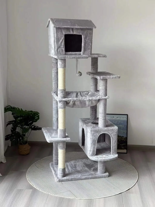63 Inches Multi-Level Large Cat Tree gray Default -DTYStore