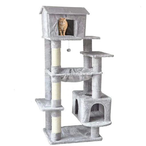 63 Inches Multi-Level Large Cat Tree gray Default -DTYStore