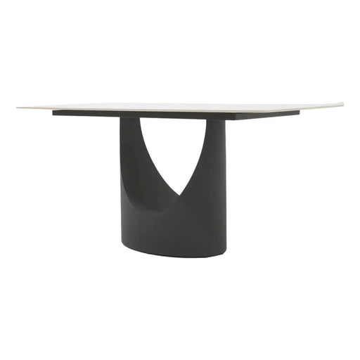 63 'Modern Artificial Stone Curved White Panel Black Iron Metal Legs-Can Accommodate 6-8 People. Default -DTYStore