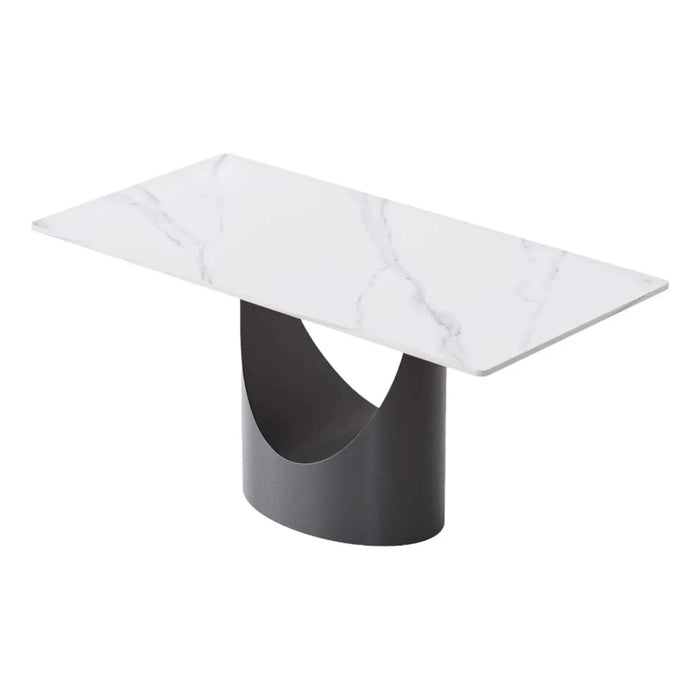 63 'Modern Artificial Stone White Panel Black Iron Metal Legs-Can Accommodate 6-8 People Default -DTYStore