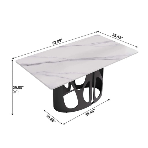 63 'Modern Artificial Stone White Panel Black Iron Metal Legs-Can Accommodate 6 People Default -DTYStore