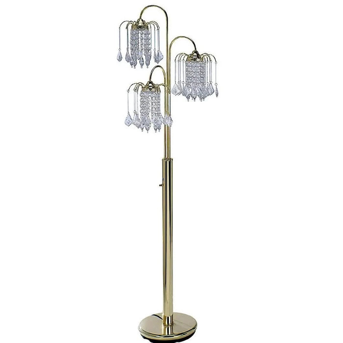 63' Tall Metal Floor Lamp with Brass Finish, Crystal Chandelier design Default -DTYStore