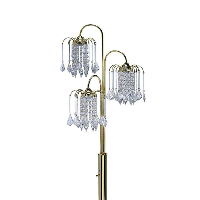 63' Tall Metal Floor Lamp with Brass Finish, Crystal Chandelier design Default -DTYStore