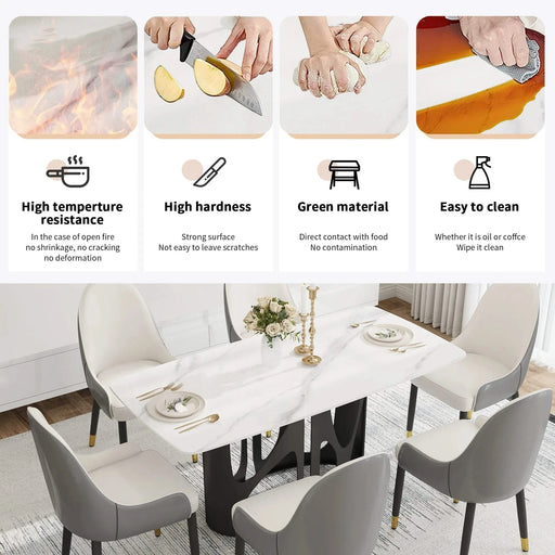 63 'modern artificial stone curved white panel black iron metal legs-can accommodate 6 people. Default -DTYStore