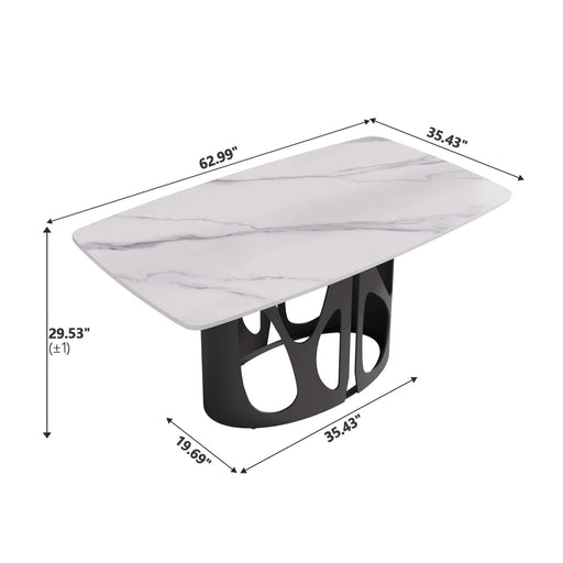 63 'modern artificial stone curved white panel black iron metal legs-can accommodate 6 people. Default -DTYStore