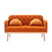 Modern Velvet Loveseat Sofa , Comfy Upholstered 2-Seater Sofa with Gold Metal Legs, Small Loveseat Accent Couch for Living Bedroom Leisure Areas (Orange Velvet) - DTYStore