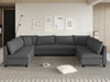 116*86'' Modular Sectional Sofa,Reversible U Shaped Chenille Couch Set,Free Combination,Minimalist Style Indoor Furniture,Oversized 8 Seat Convertible Sofa for Living Room,Apartment,2 Colors - DTYStore