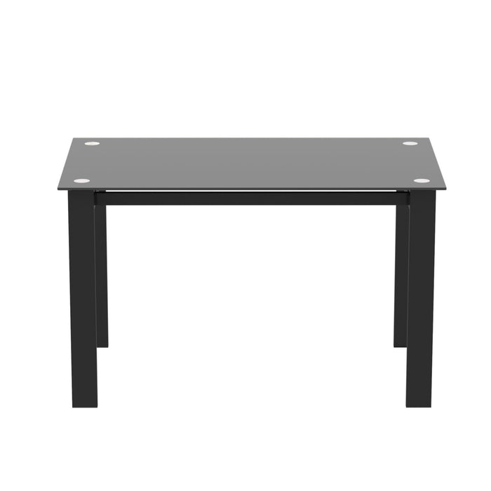 Modern Tempered Glass Black Dining Table, simple rectangular metal table legs living room kitchen table - DTYStore