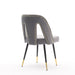 Furniture,Akoya Collection Modern | Contemporary Velvet Upholstered Dining Chair with Nailheads and Gold Tipped Black Metal Legs, Grayï¼ŒSet of 2 - DTYStore