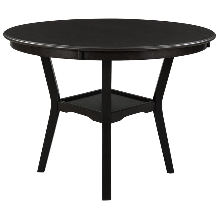 5-Piece Kitchen Dining Table Set Round Table with Bottom Shelf, 4 Upholstered Chairs for Dining Room(Espresso) - DTYStore