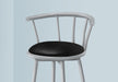 Barstool, Set Of 2, Swivel, Bar Height, Grey Metal, Black Leather Look, Contemporary, Modern - DTYStore