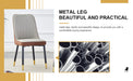 A modern dining chair with a light gray brown dual tone PU leather backrest and black metal legs, suitable for kitchens, bedrooms, and offices. Set of 4 pieces (light gray+brown+PU)C-007 W1151118958 - DTYStore