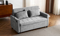 56.9" Loveseat Sofa Pull-out Sofa Bed Sleeper Sofa with a Reversible Backrest Cushion, Side Pockets, Two USB Ports and a Phone Holder for Living Room, Grey - DTYStore