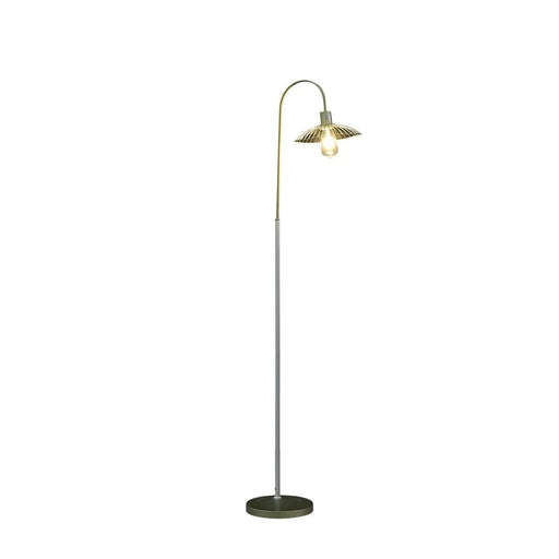 64.25' In Industrial Farm Pendant Cage Satin Matte Gold/White Metal Floor Lamp Default -DTYStore