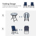 Outsunny 3 Piece Outdoor Patio Furniture Set with Glass Coffee Table & 2 Folding Padded Rocking Chairs, Bistro Style for Porch, Camping, Balcony, Navy Blue - DTYStore