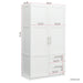 High wardrobe and kitchen cabinet with 2 doors, 2 drawers and 5 storage spaces,white - DTYStore