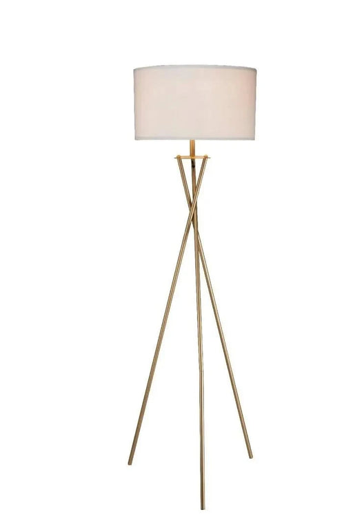 64.5' Tall 'Ester' Mid-Century Metal Floor Lamp, Hourglass Design, Matte Gold Default -DTYStore