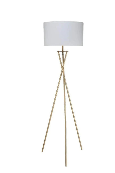 64.5' Tall 'Ester' Mid-Century Metal Floor Lamp, Hourglass Design, Matte Gold Default -DTYStore
