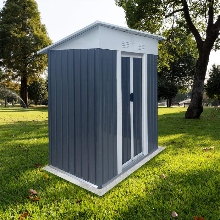 5FTx3FT Pent Roof Grey Outdoor Tool Bike Storage Garden Shed Tool House