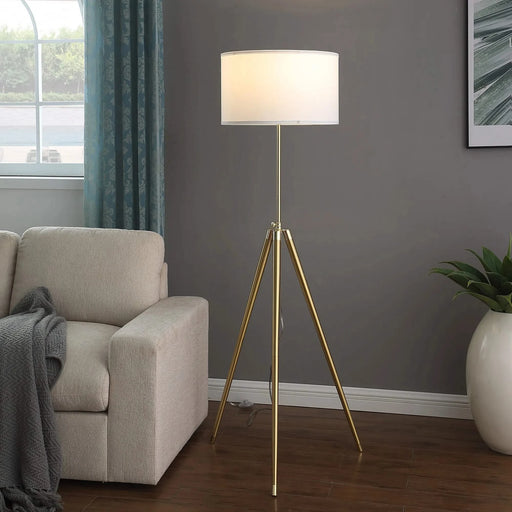 64' - 47'H Adjustable Height Brass/Shiny Gold Modern Tripod Floor Lamp for Living Room, Standing Lamp for Bedroom Default -DTYStore