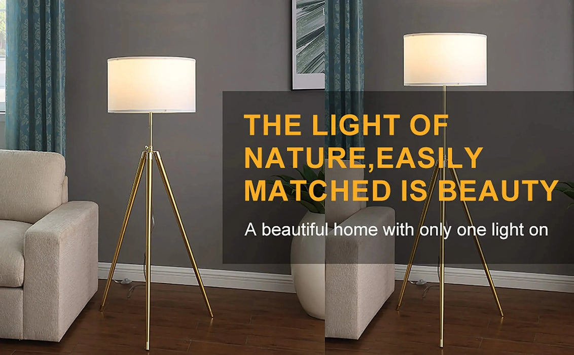 64' - 47'H Adjustable Height Brass/Shiny Gold Modern Tripod Floor Lamp for Living Room, Standing Lamp for Bedroom Default -DTYStore