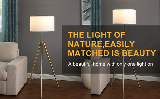 64' - 47'H Adjustable Height Brass/Shiny Gold Modern Tripod Floor Lamp for Living Room, Standing Lamp for Bedroom Default -DTYStore