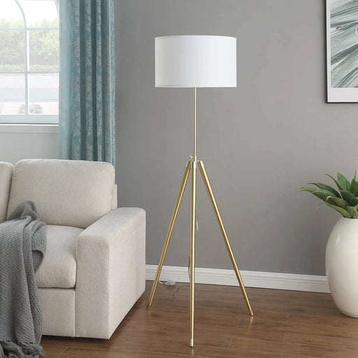 64' - 47'H Adjustable Height Brass/Shiny Gold Modern Tripod Floor Lamp for Living Room, Standing Lamp for Bedroom Default -DTYStore