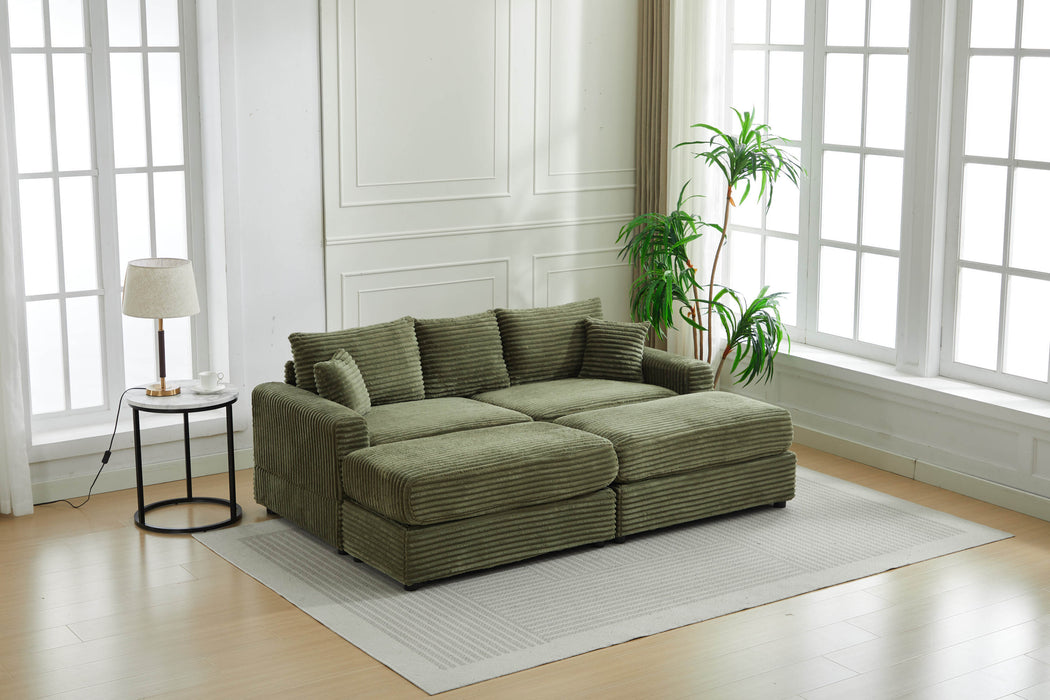 Modern Sectional Couch , 2 Pieces Corduroy Couch Cushion Covers , Soft Stretch Sofa Slipcovers with 2pcs Pillows