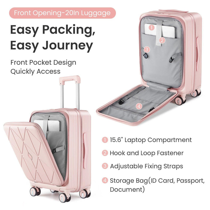 Luggage Sets 3 Piece(20/24/28), Expandable Carry On Luggage with TSA Lock Airline Approved, 100% PC Hard Shell and Lightweight Suitcase with Front Pocket and Spinner Wheels - DTYStore