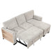 Stylish and Functional Light Chaise Lounge Sectional with Storage Rack Pull-out Bed Drop Down Table and USB Charger Light Gray - DTYStore