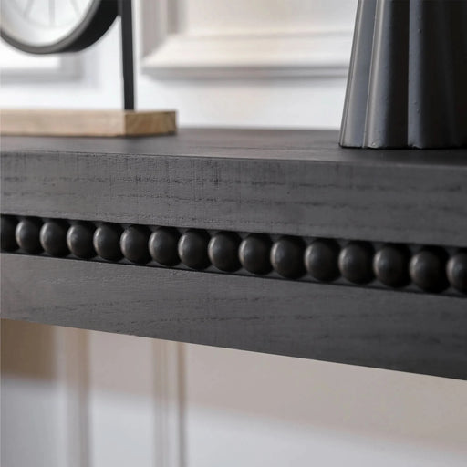 64in Modern Black Wood Console Table – Elegant Entryway Table with Decorative Beaded Trim Default -DTYStore