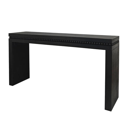 64in Modern Black Wood Console Table – Elegant Entryway Table with Decorative Beaded Trim Default -DTYStore