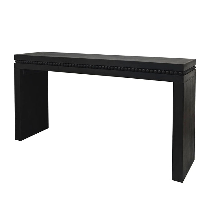 64in Modern Black Wood Console Table – Elegant Entryway Table with Decorative Beaded Trim Default -DTYStore