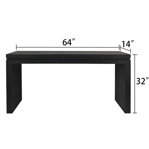 64in Modern Black Wood Console Table – Elegant Entryway Table with Decorative Beaded Trim Default -DTYStore