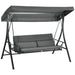 Outsunny 3 Person Patio Swing Chair Bed, Converting Flatbed, Outdoor Porch Swing Glider with Adjustable Canopy, Removable Cushions, Pillows, for Garden, Poolside, Backyard, Gray - DTYStore