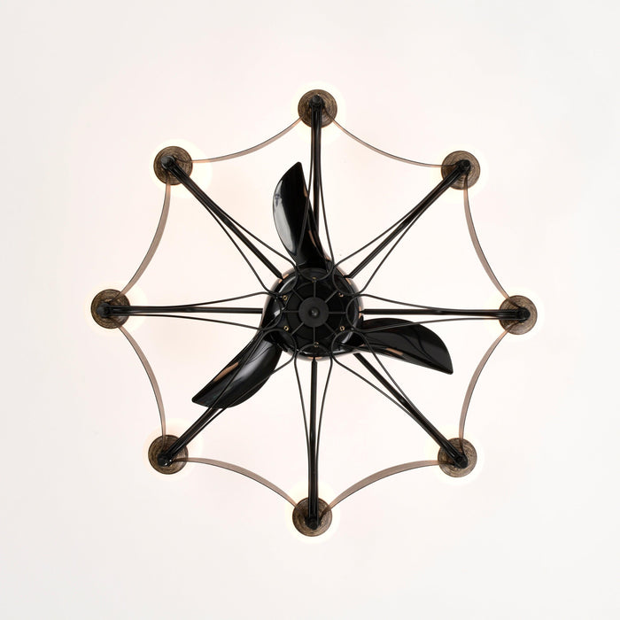 Dia 33 inch Chandelier Ceiling Fan With Remote Control,DC Motor ,6 Speed,3 ABS Blades for Bedroom Dining Room Living Room Kitchen Farmhouse Entry,Matte Black+ Red Wood Grain