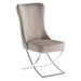 PrimeNest Noblesse Collection Upholstered Silver Legged Dining Chair, Set of 2, Beige - DTYStore