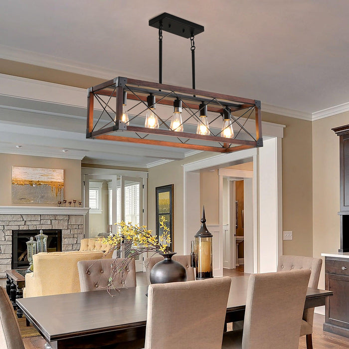 5-Light Retro Farmhouse Chandelier For Kitchen, Living room, Dining room Red(No Bulbs) - DTYStore