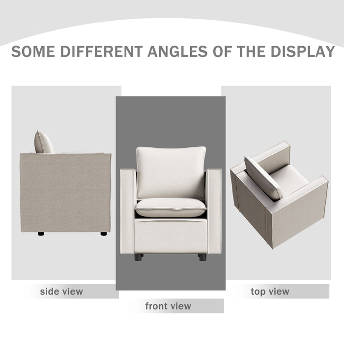 Decorative chairs, comfortable single sofa chairs in beige, soft and breathable seat cushions, soft cushioned armchairs, modern and comfortable sofa chairs in bedrooms/corners/reading rooms
