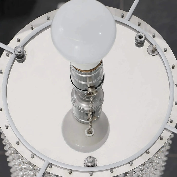 65.75'H Sheer White Drum Shade Rain Crystal Chrome Metal Floor Lamp for Living Room, Standing Lamp for Bedroom Default -DTYStore