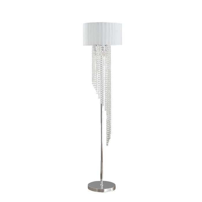 65.75'H Sheer White Drum Shade Rain Crystal Chrome Metal Floor Lamp for Living Room, Standing Lamp for Bedroom Default -DTYStore