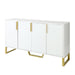 Modern Sideboard with Four Doors, Metal Handles & Legs, Adjustable Shelves Kitchen Cabinet - DTYStore