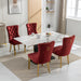 Nikki Collection Modern, High-end Tufted Solid Wood Contemporary Velvet Upholstered Dining Chair with Golden Stainless Steel Plating Legs,Nailhead Trim,Set of 2,Wine Red and Gold, SW1601WR,Burgundy - DTYStore
