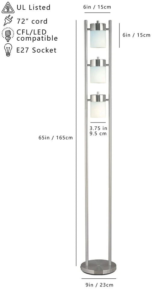 65'H 3-WHITE-HEAD WITH TWO WAY ADJUSTABLE FLOOR LAMP (1 PC/CTN/ 1.10 Cu Ft/12.32 G.W. lbs) Default -DTYStore