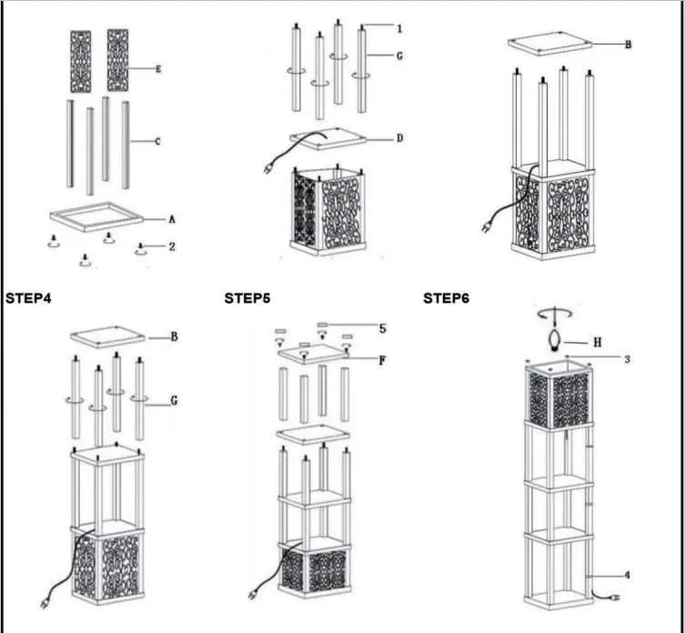 65'H BROWN 3-SHELF WITH FLOWER SHADE FLOOR LAMP Default -DTYStore