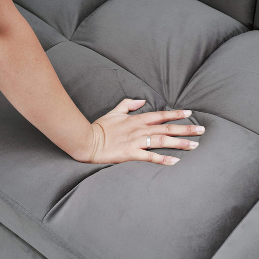 65 '3-in-1 foldable large size sofa bed, modern velvet double sofa, sofa bed with adjustable back, storage bag and pillow, suitable for living room, bedroom (dark grey) Default -DTYStore