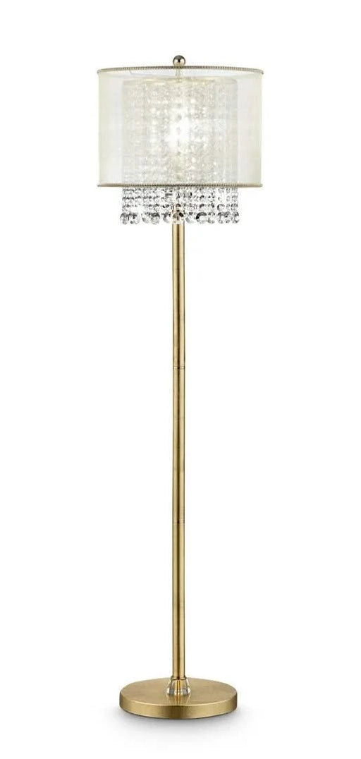 65' Tall Floor Lamp 'Bhavya' w/ Gold finish and Crystal Accents, White Shade Default -DTYStore