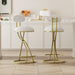 Bar Stools Set of 2 S-shaped Gold Barstools with Backrest Floral Print Upholstered Dining Chairs Counter Height Stool for Kitchen Island (Gold & White Print) - DTYStore