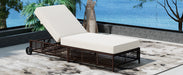 Outdoor Lounge Chair Set of 2, Patio Chaise Lounge with 5-Position Backrest, Rattan Outdoor Lounge Chair with Cushion and Wheels for Poolside, Backyard, Garden (Brown+Beige) - DTYStore