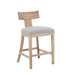 27' Counter Stools Set of 2, Upholstered Counter Height Bar Stools with Solid Rubber Wood Frame, Backrest, Footrest, Armless Barstools for Home Bar, Kitchen Counter, PEBBLE LINEN & Natural - DTYStore